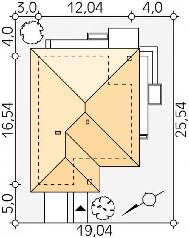 Rzut projektu Ariel 2 (KO) - Usytuowanie na działce