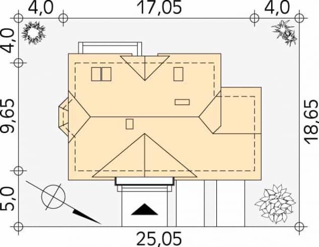 Rzut projektu Rubin 2 (CE) - Usytuowanie na działce