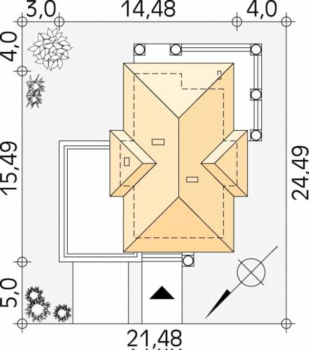 Rzut projektu Cyprys 2 (CE) - Usytuowanie na działce