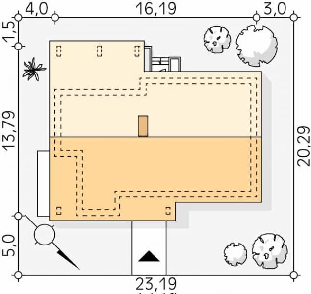 Rzut projektu Malmo 3 (KO) - Usytuowanie na działce