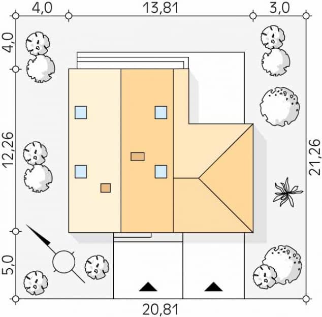 Rzut projektu Malutki 4 (CE) - Usytuowanie na działce