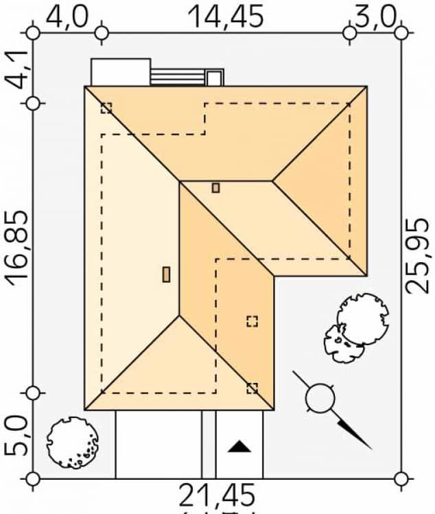 Rzut projektu Kiwi (CE) - Usytuowanie na działce
