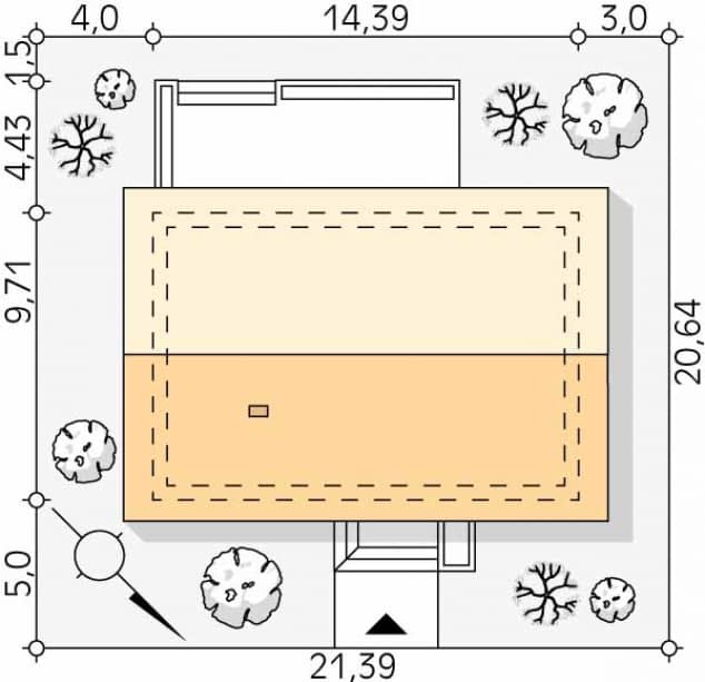 Rzut projektu Gwiazdka 5 (CE) - Usytuowanie na działce