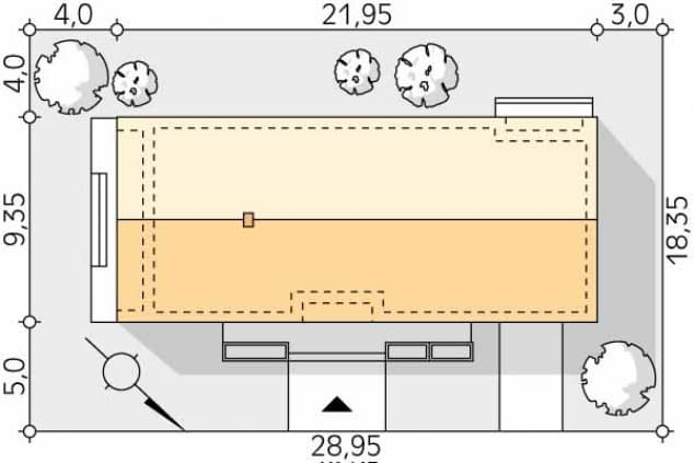 Rzut projektu Jemioła 4 (CE) - Usytuowanie na działce