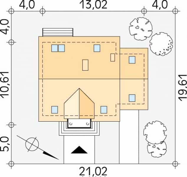 Rzut projektu Pik dr-T (DR-T) - Usytuowanie na działce