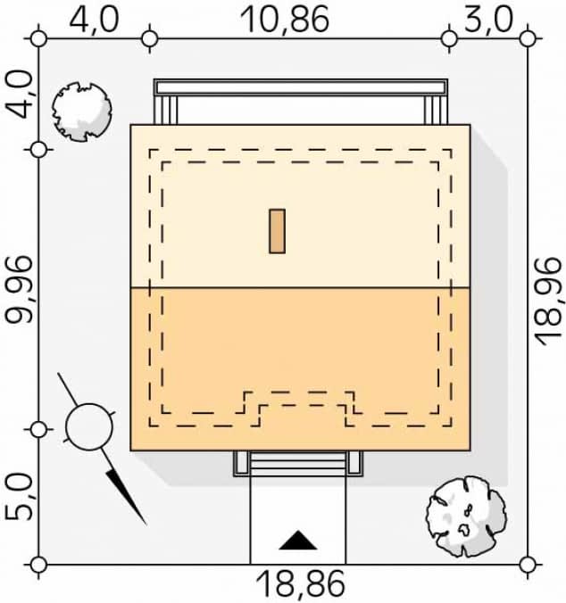 Rzut projektu Fistaszek (KO) - Usytuowanie na działce