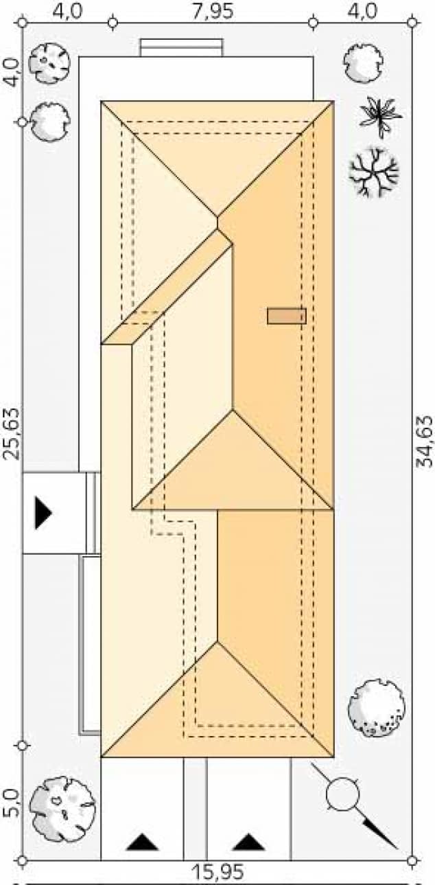 Rzut projektu Bagatela (SI) - Usytuowanie na działce
