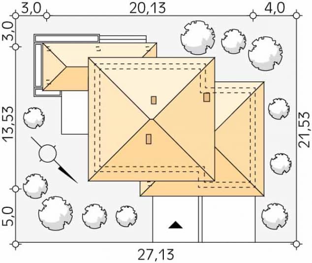 Rzut projektu Kardamon (CE) - Usytuowanie na działce