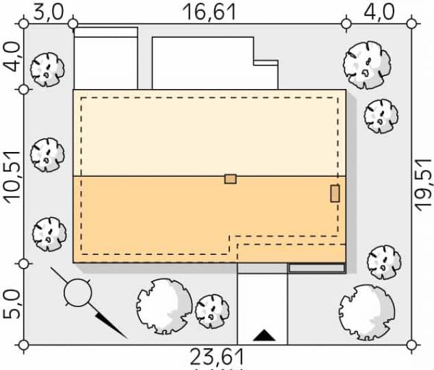 Rzut projektu Jemioła 7 (CE) - Usytuowanie na działce