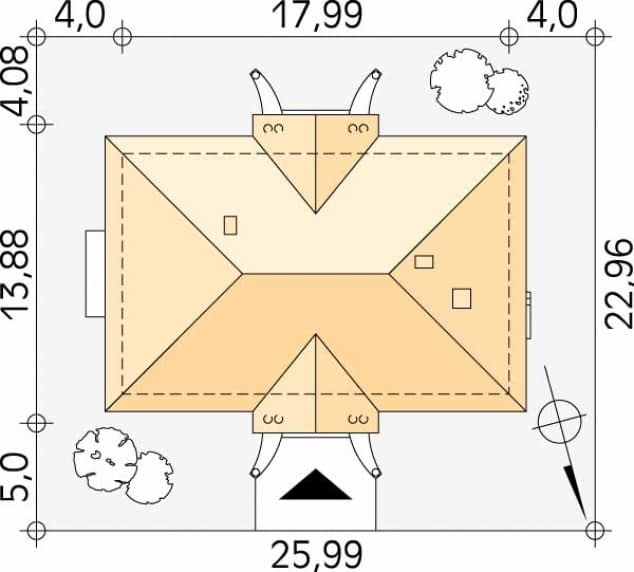 Rzut projektu Tercja 6 (CE) - Usytuowanie na działce