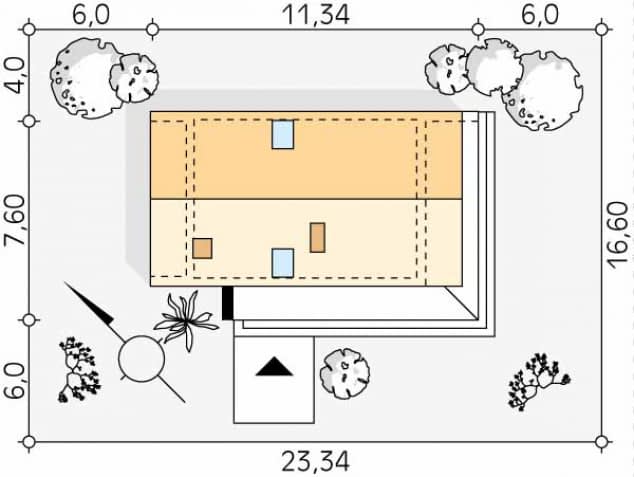Rzut projektu Malutki dr-S (DR-S) - Usytuowanie na działce