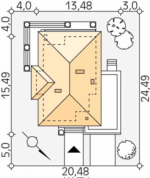 Rzut projektu Cyprys 7 (CE) - Usytuowanie na działce
