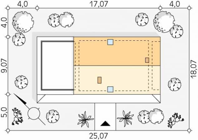Rzut projektu Malutki 12 (KO) - Usytuowanie na działce