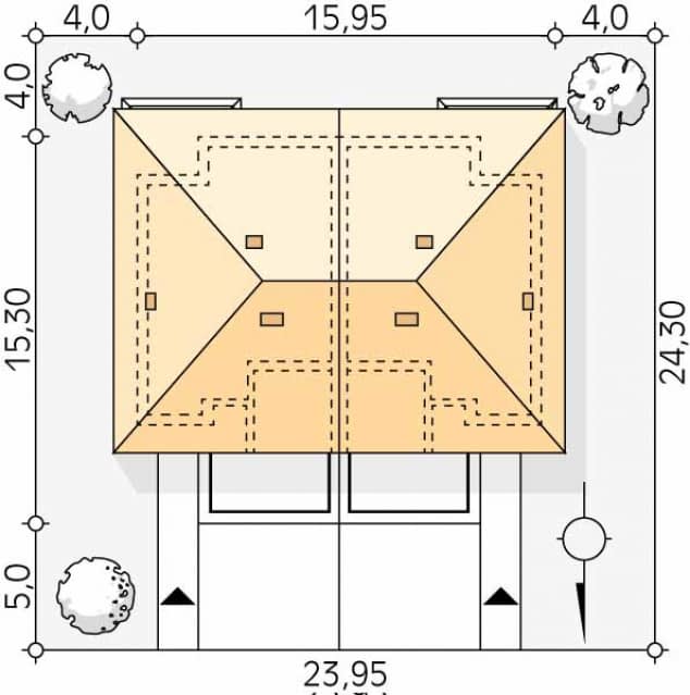 Rzut projektu Turkusowy (CE) - Usytuowanie na działce