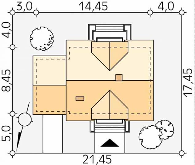 Rzut projektu Azalia 5 (CE) - Usytuowanie na działce