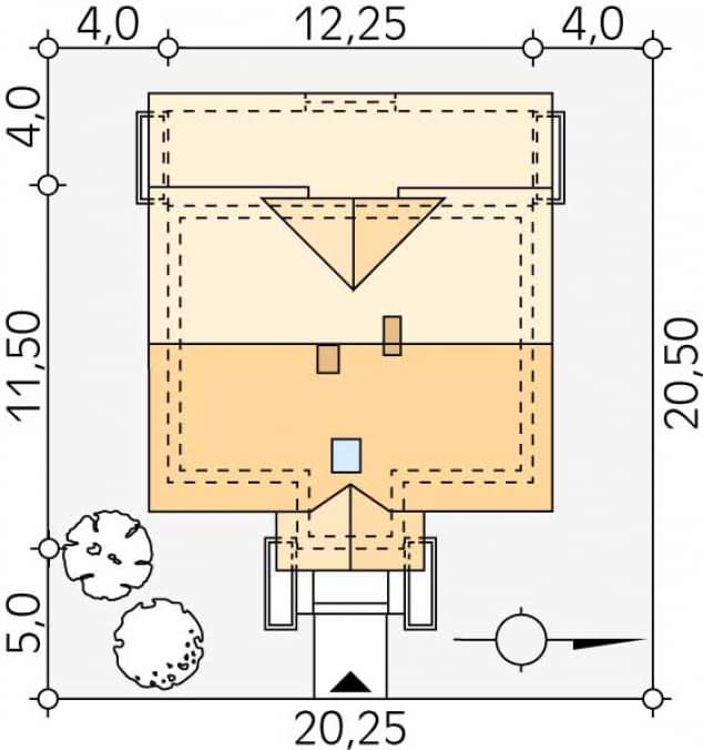 Rzut projektu Poziomkowy (CE) - Usytuowanie na działce