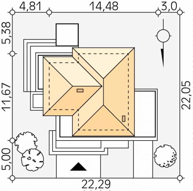 Rzut projektu Andante (CE) - Usytuowanie na działce