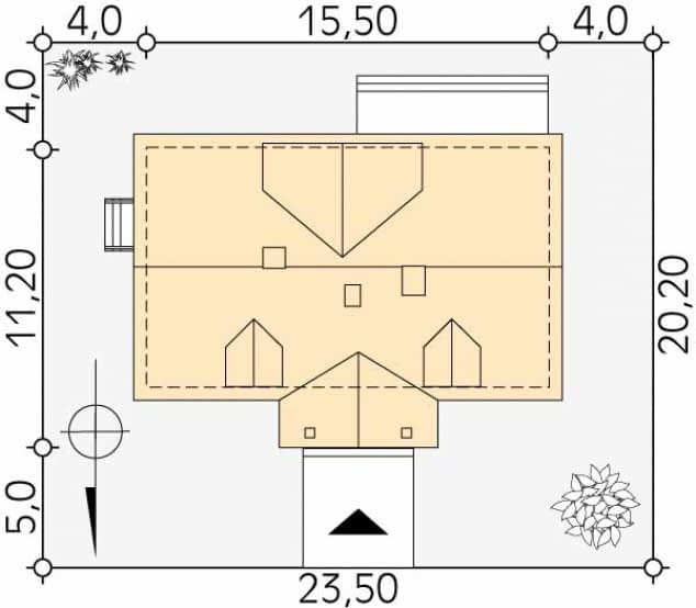 Rzut projektu Świt 2 (CE) - Usytuowanie na działce
