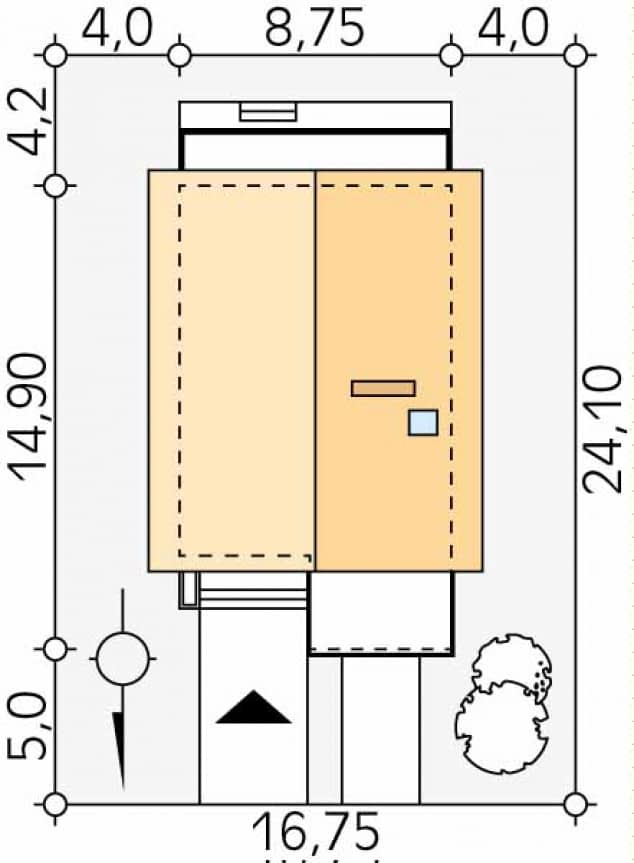 Rzut projektu Lotos (CE) - Usytuowanie na działce