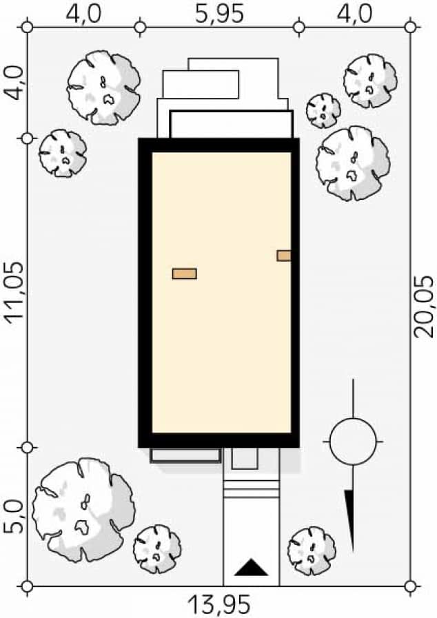 Rzut projektu Juka W (CE) - Usytuowanie na działce