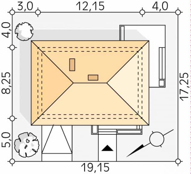 Rzut projektu Imbir 3 (CE) - Usytuowanie na działce