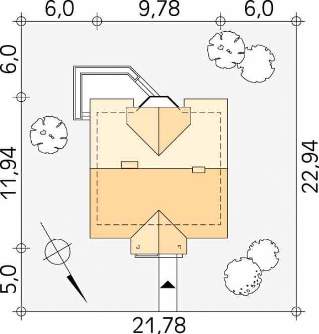 Rzut projektu Pliszka 2 dr-S (DR-S) - Usytuowanie na działce