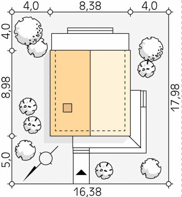 Rzut projektu Lopra 3 (KO) - Usytuowanie na działce