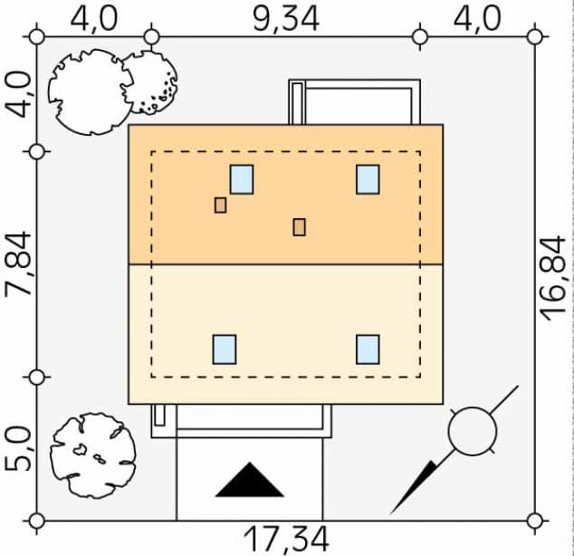 Rzut projektu Amol (KO) - Usytuowanie na działce