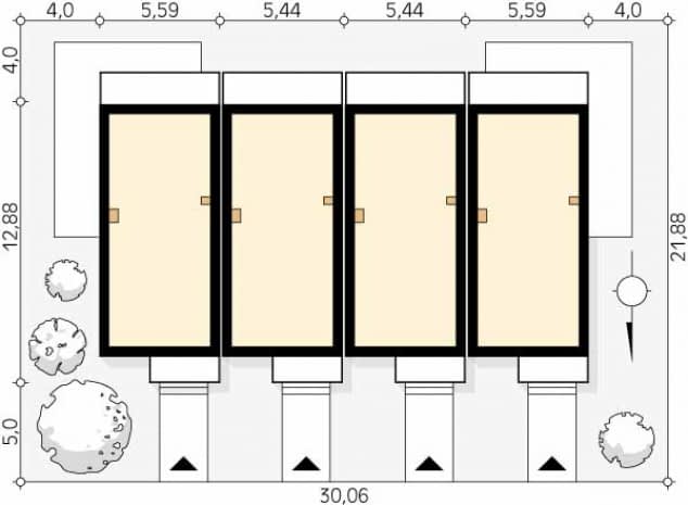 Rzut projektu Dracena (KO) - Usytuowanie na działce