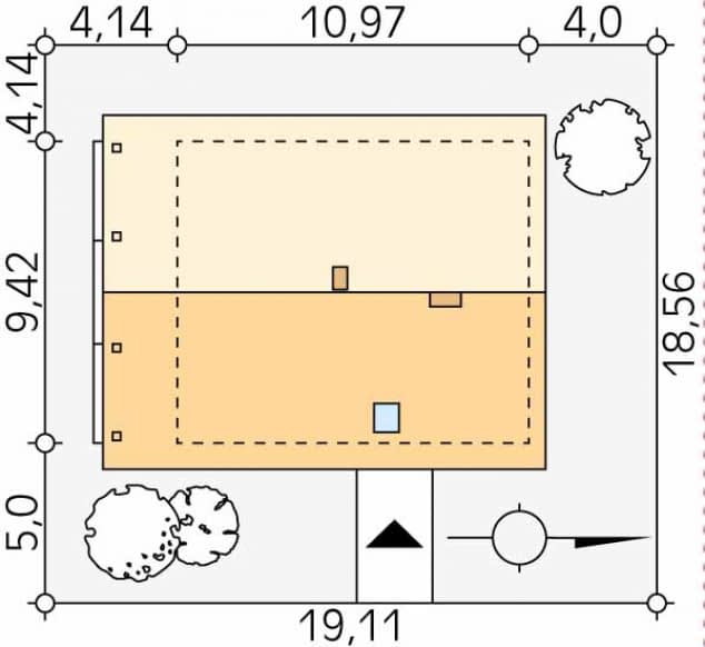 Rzut projektu Indygo 2 dr-T (DR-T) - Usytuowanie na działce