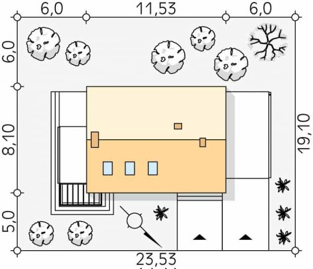Rzut projektu Weranda dr-S (DR-S) - Usytuowanie na działce