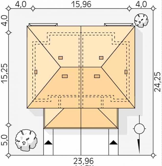 Rzut projektu Karminowy (CE) - Usytuowanie na działce
