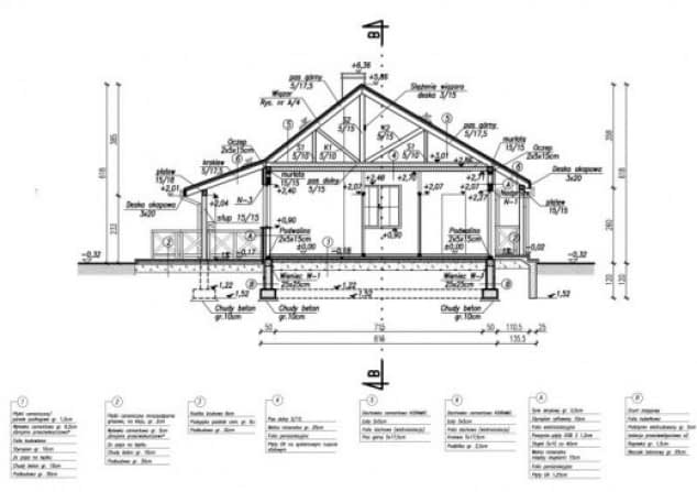 Rzut projektu BARBADOS 2 dom letniskowy - Przekrój A-A