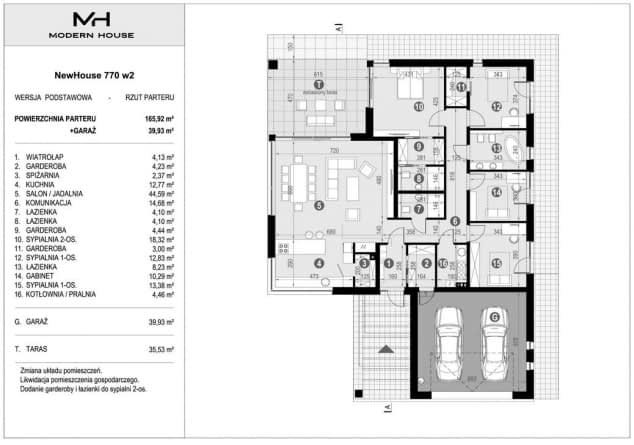 Rzut projektu NewHouse 770 w2 - Rzut parteru