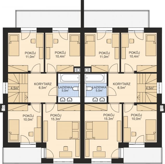 Rzut projektu APS 350 DWULOKALOWY - Piętro