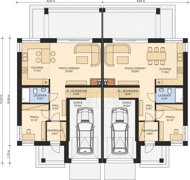 Rzut projektu APS 307 wariant 3 - Parter