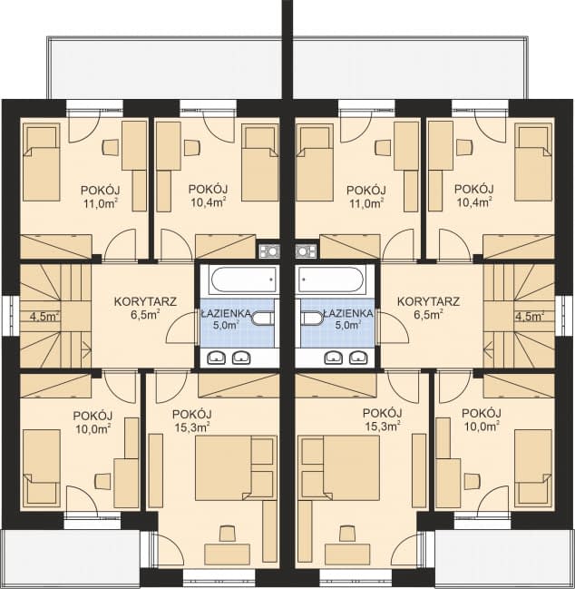 Rzut projektu APS 350 DWULOKALOWY ECO - Piętro