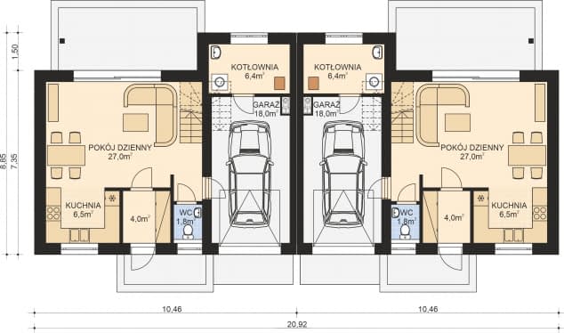 Rzut projektu APS 327 - Parter
