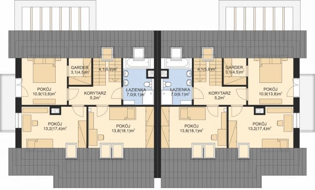 Rzut projektu APS 254 wariant 3 - Poddasze