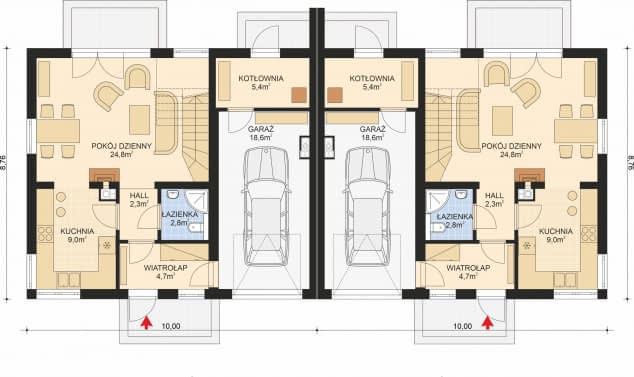 Rzut projektu APS 254 - Parter