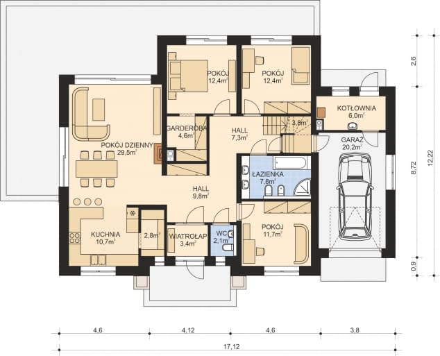 Rzut projektu APS 343 POROTHERM - Parter