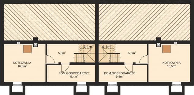 Rzut projektu APS 204 DWULOKALOWY - Piwnica