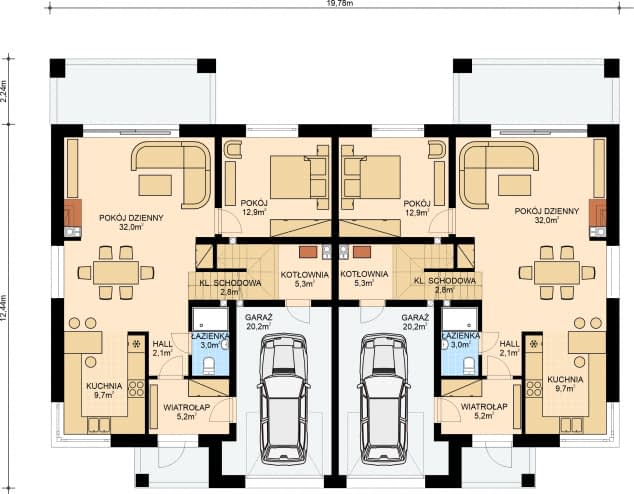 Rzut projektu APS 330 wariant 2 DWU ECO - Parter