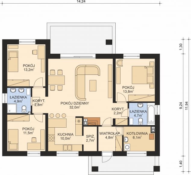Rzut projektu APS 324 - Parter