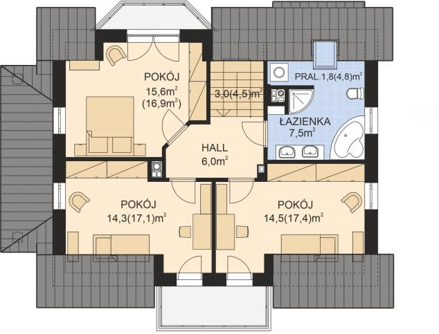 Rzut projektu APS 142 - Poddasze