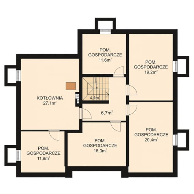 Rzut projektu APS 200 - Piwnica