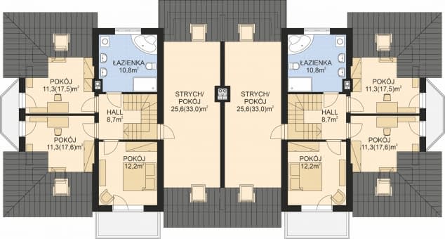 Rzut projektu APS 216 DWULOKALOWY ECO - Poddasze