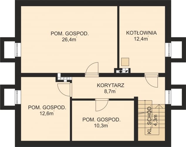 Rzut projektu APS 196 - Piwnica