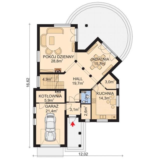 Rzut projektu APS 084 - Parter