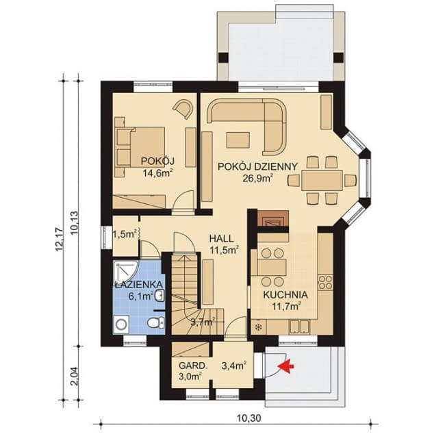 Rzut projektu APS 009 - Parter